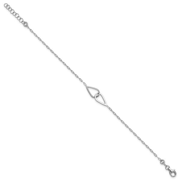Leslie's SS RH-plated Polish Intertwined Teardrop w/1in ext. Bracelet - Image 2