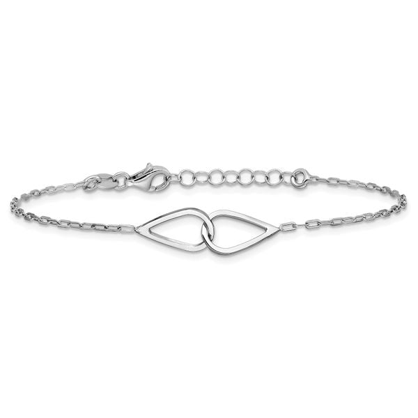 Leslie's SS RH-plated Polish Intertwined Teardrop w/1in ext. Bracelet - Image 3