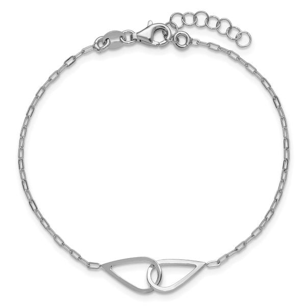Leslie's SS RH-plated Polish Intertwined Teardrop w/1in ext. Bracelet - Image 4