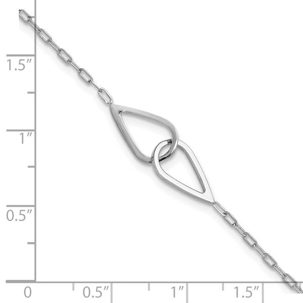 Leslie's SS RH-plated Polish Intertwined Teardrop w/1in ext. Bracelet - Image 5