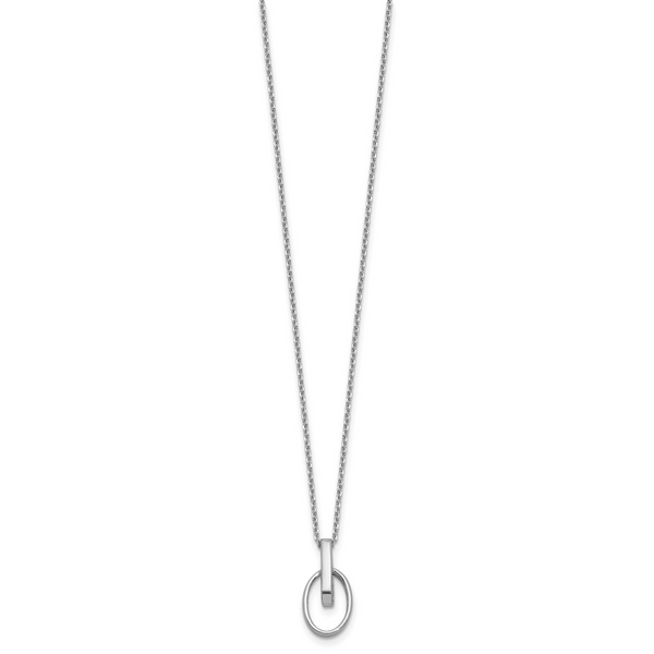 Leslie's Sterling Silver RH-plated Polished Oval w/2in ext. Necklace - Image 2