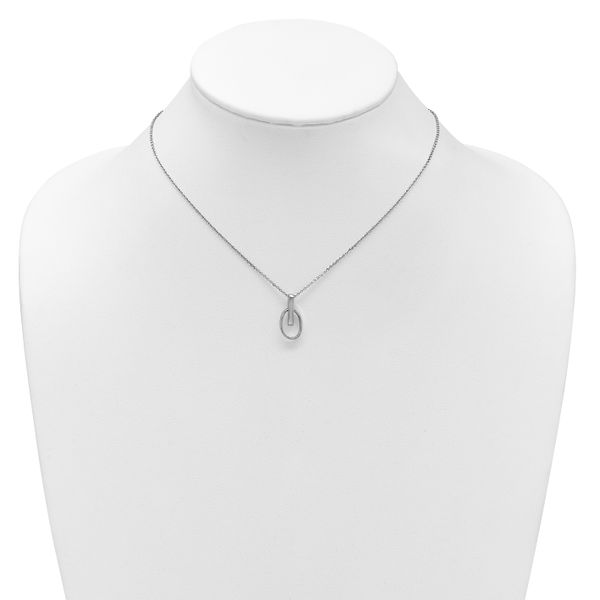 Leslie's Sterling Silver RH-plated Polished Oval w/2in ext. Necklace - Image 3