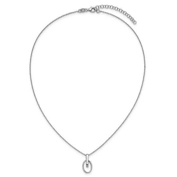 Leslie's Sterling Silver RH-plated Polished Oval w/2in ext. Necklace - Image 4