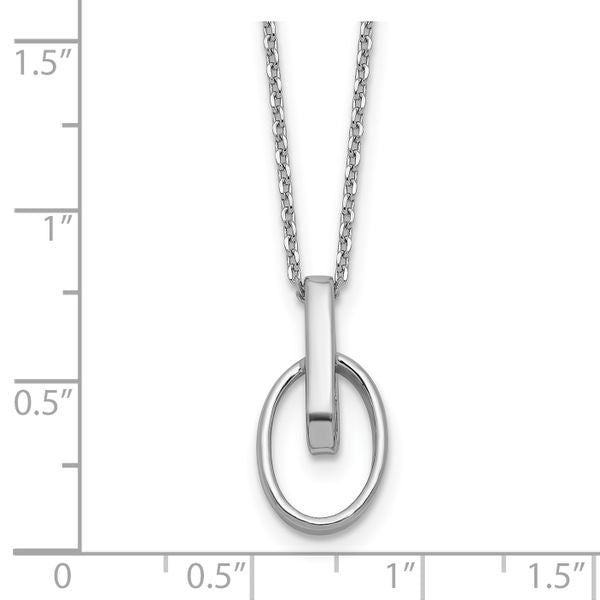 Leslie's Sterling Silver RH-plated Polished Oval w/2in ext. Necklace - Image 5