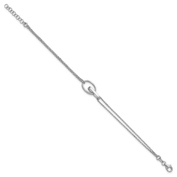 Leslie's Sterling Silver RH-plated Polished Oval w/1in ext. Bracelet - Image 2
