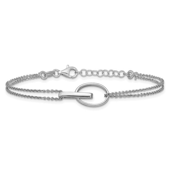 Leslie's Sterling Silver RH-plated Polished Oval w/1in ext. Bracelet - Image 3