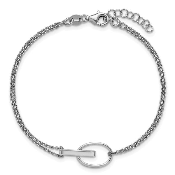 Leslie's Sterling Silver RH-plated Polished Oval w/1in ext. Bracelet - Image 4