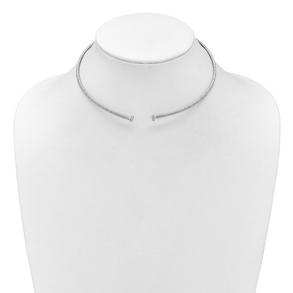 Leslie's SS RH-plt Polish /Textured Wire Wrapped CZ Collar Necklace - Image 2