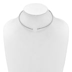 Leslie's SS RH-plt Polish /Textured Wire Wrapped CZ Collar Necklace - Image 2