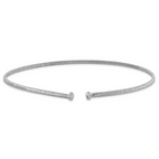 Leslie's SS RH-plt Polish /Textured Wire Wrapped CZ Collar Necklace - Image 3