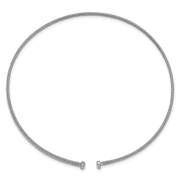 Leslie's SS RH-plt Polish /Textured Wire Wrapped CZ Collar Necklace - Image 4