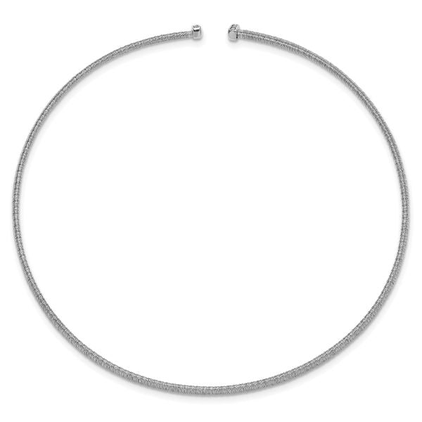 Leslie's SS RH-plt Polish /Textured Wire Wrapped CZ Collar Necklace - Image 5