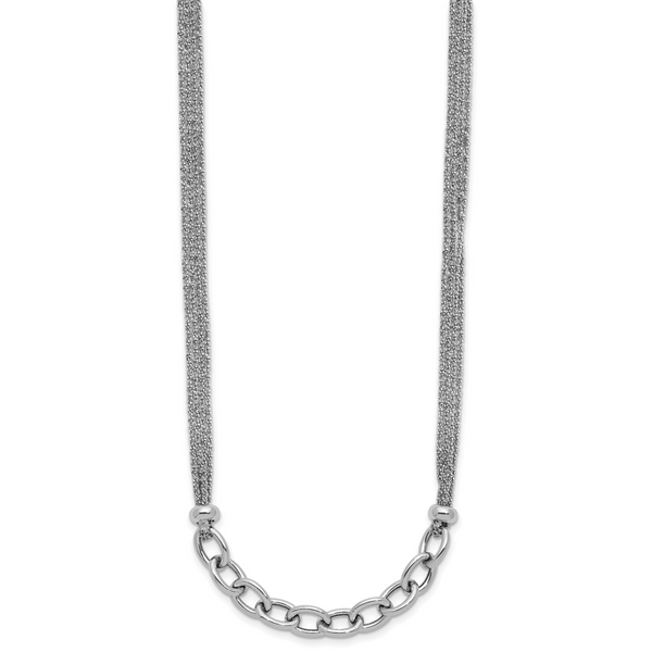 Leslie's SS RH-plated Polished Multi-strand Link w/2in Ext. Necklace - Image 2