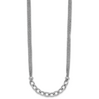Leslie's SS RH-plated Polished Multi-strand Link w/2in Ext. Necklace - Image 2