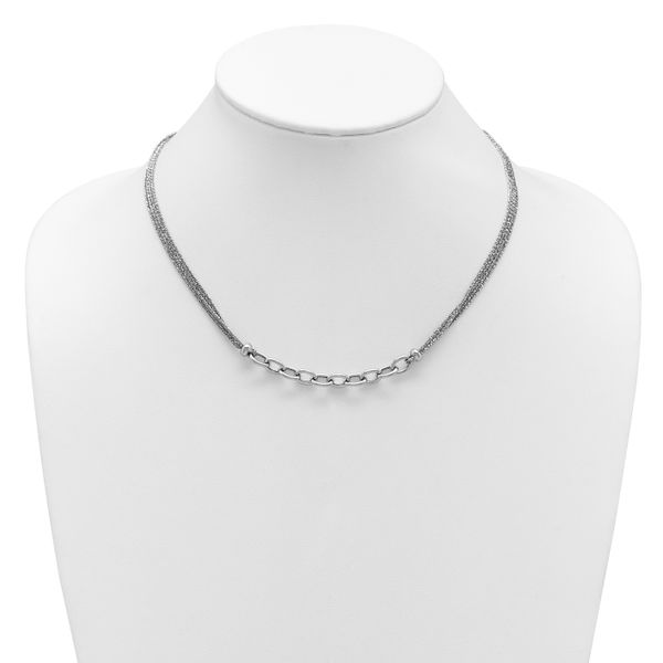 Leslie's SS RH-plated Polished Multi-strand Link w/2in Ext. Necklace - Image 3