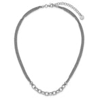 Leslie's SS RH-plated Polished Multi-strand Link w/2in Ext. Necklace - Image 4