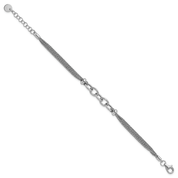 Leslie's SS RH-plated Polished Multi-strand Link w/ 1in Ext. Bracelet - Image 2