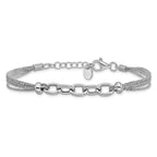 Leslie's SS RH-plated Polished Multi-strand Link w/ 1in Ext. Bracelet - Image 3