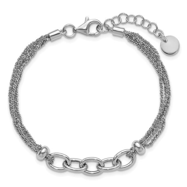 Leslie's SS RH-plated Polished Multi-strand Link w/ 1in Ext. Bracelet - Image 4