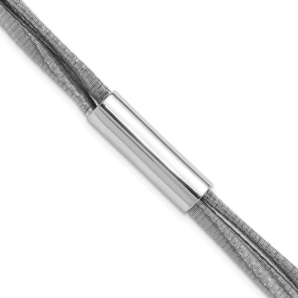 Leslie's SS RH-pltd Wire Wrapped 3-strand Bar w/ 1in Ext. Bracelet