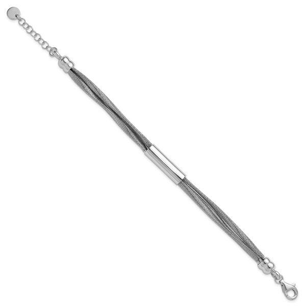 Leslie's SS RH-pltd Wire Wrapped 3-strand Bar w/ 1in Ext. Bracelet - Image 2
