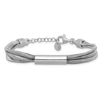 Leslie's SS RH-pltd Wire Wrapped 3-strand Bar w/ 1in Ext. Bracelet - Image 3