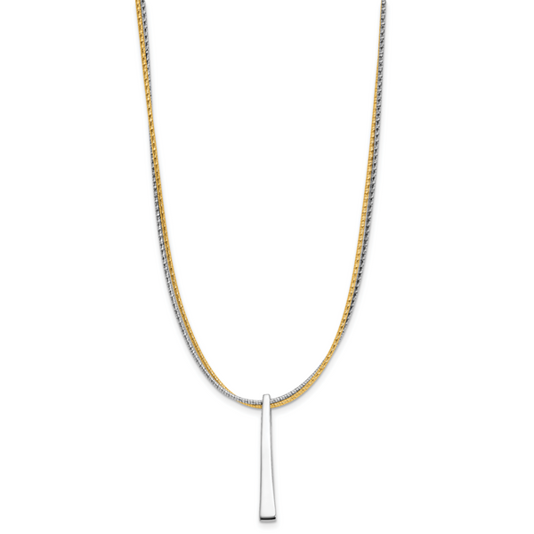Leslie's SS RH/Gold-plated 2-Wire Tapered Bar w/ 2in Ext. Necklace - Image 2