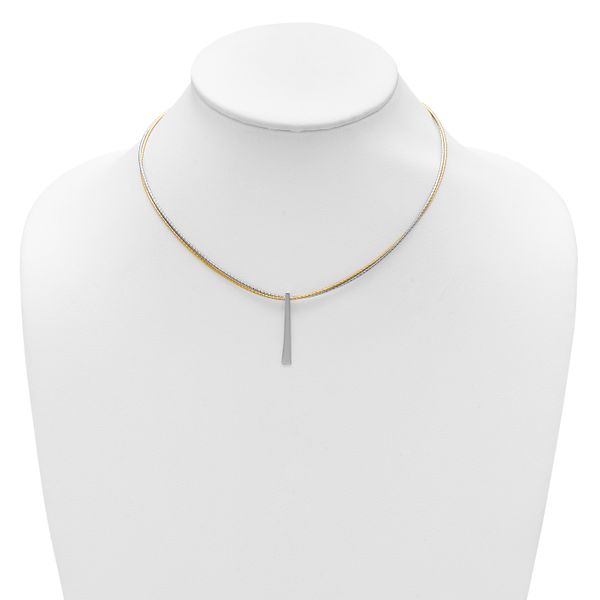 Leslie's SS RH/Gold-plated 2-Wire Tapered Bar w/ 2in Ext. Necklace - Image 3