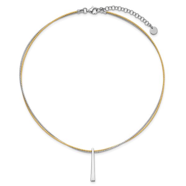 Leslie's SS RH/Gold-plated 2-Wire Tapered Bar w/ 2in Ext. Necklace - Image 4