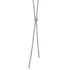Leslie's SS RH-plated Polished CZ and Bars Lariat w/ 2in Ext. Necklace - Image 2