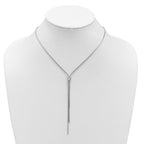 Leslie's SS RH-plated Polished CZ and Bars Lariat w/ 2in Ext. Necklace - Image 3