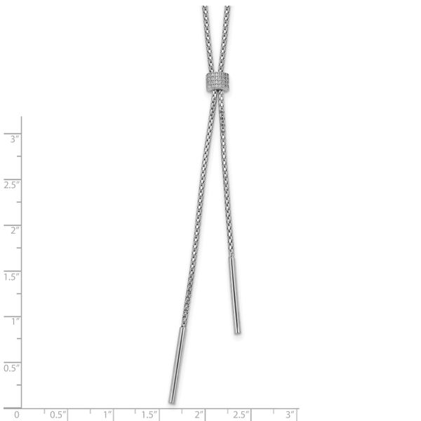 Leslie's SS RH-plated Polished CZ and Bars Lariat w/ 2in Ext. Necklace - Image 5