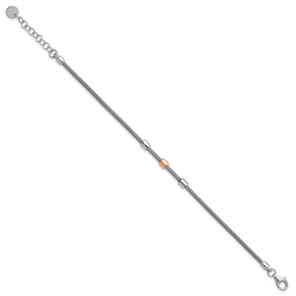 Leslie's SS RH-plated/Rose Gold-plated Station w/1in Ext. Bracelet - Image 2