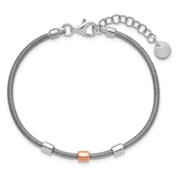 Leslie's SS RH-plated/Rose Gold-plated Station w/1in Ext. Bracelet - Image 4
