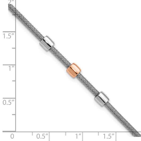 Leslie's SS RH-plated/Rose Gold-plated Station w/1in Ext. Bracelet - Image 5