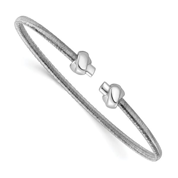Leslie's SS RH-plated Polished Knots Wire Wrapped Cuff Bangle