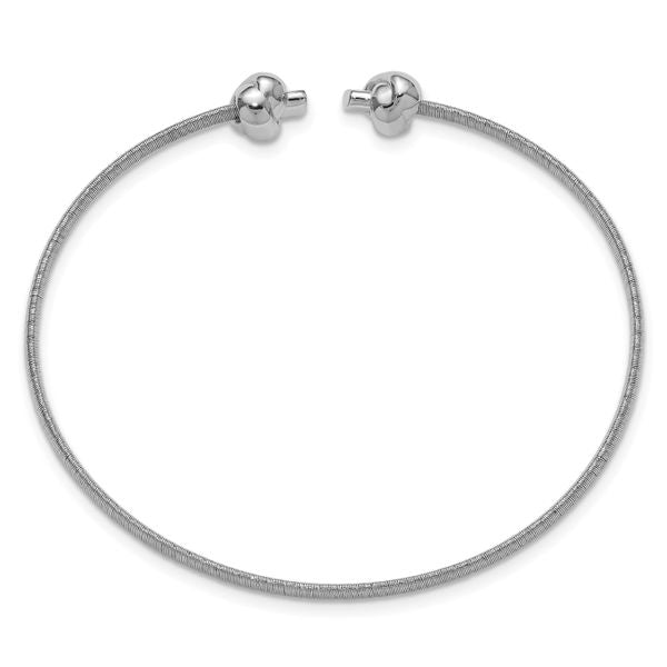 Leslie's SS RH-plated Polished Knots Wire Wrapped Cuff Bangle - Image 2