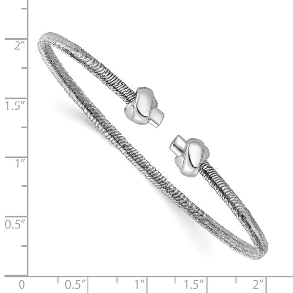 Leslie's SS RH-plated Polished Knots Wire Wrapped Cuff Bangle - Image 3