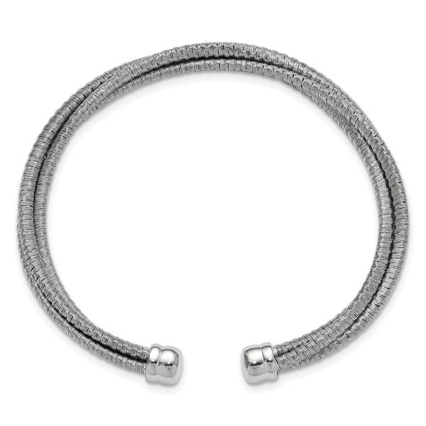 Leslie's SS RH-plated Polished Multi-Wire Wrapped Cuff Bangle - Image 2