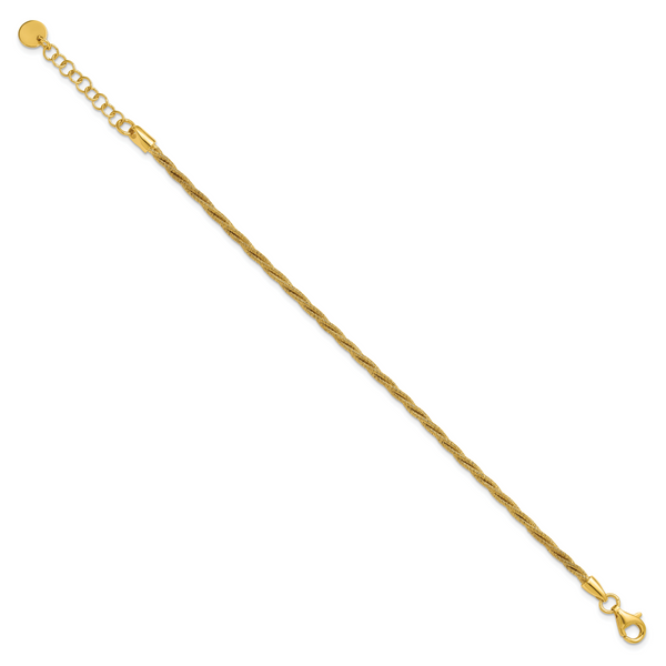 Leslie's SS Gold-plated Twisted Wire-wrapped w/ 1in Ext. Bracelet - Image 2
