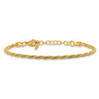 Leslie's SS Gold-plated Twisted Wire-wrapped w/ 1in Ext. Bracelet - Image 3