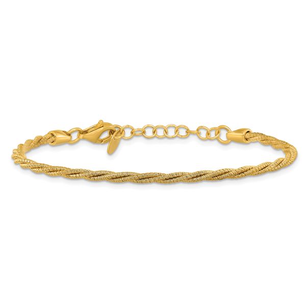 Leslie's SS Gold-plated Twisted Wire-wrapped w/ 1in Ext. Bracelet - Image 3
