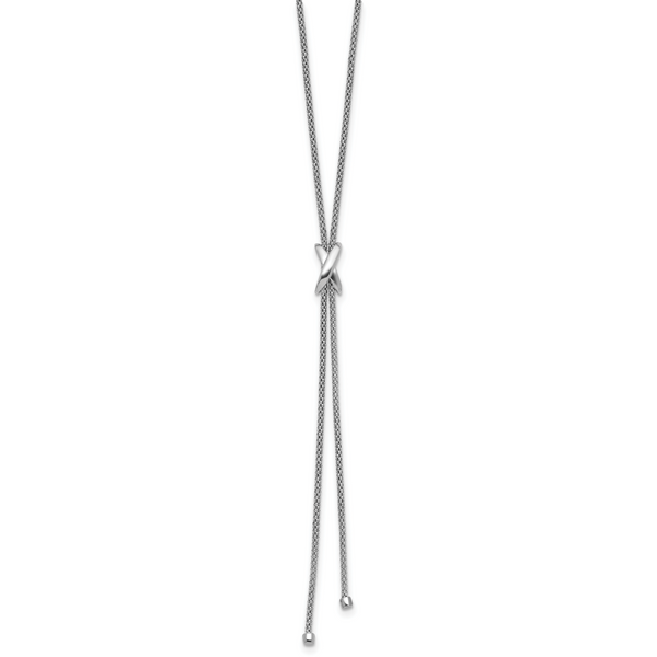 Leslie's SS Rhodium-plated Polished X Lariat w/ 2in Ext. Necklace - Image 2