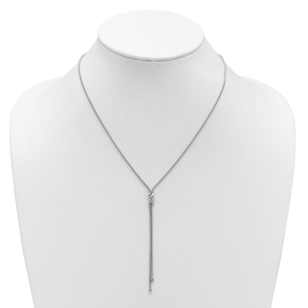 Leslie's SS Rhodium-plated Polished X Lariat w/ 2in Ext. Necklace - Image 3