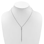 Leslie's SS Rhodium-plated Polished X Lariat w/ 2in Ext. Necklace - Image 3