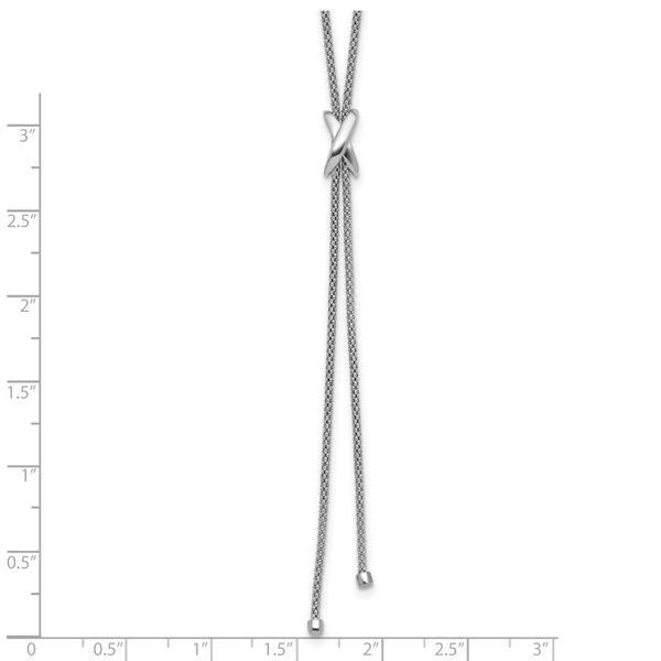 Leslie's SS Rhodium-plated Polished X Lariat w/ 2in Ext. Necklace - Image 5