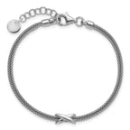 Leslie's SS Rhodium-plated Polished 2-Strand X w/ 1in Ext. Bracelet - Image 4