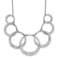 Leslie's SS Radiant Essence Pol/Textured Circles w/ 2in Ext. Necklace