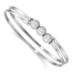 Leslie's SS Radiant Essence Polish/Textured Beads Flexible Bangle