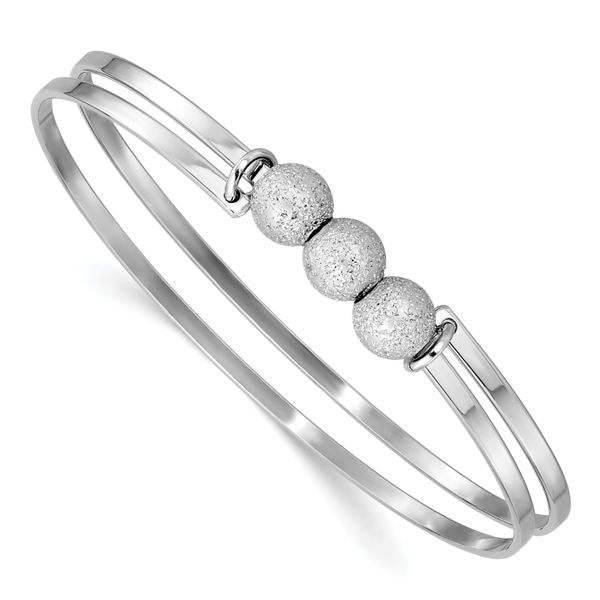 Leslie's SS Radiant Essence Polish/Textured Beads Flexible Bangle